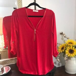 Zenana Outfitters Red Blouse Long Sleeve Top